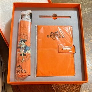 Hermes Orange Journal, Pen & Umbrella Set